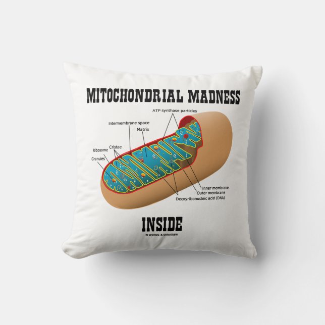 Mitochondrial Madness Inside Mitochondrion Biology Throw Pillow (Front)