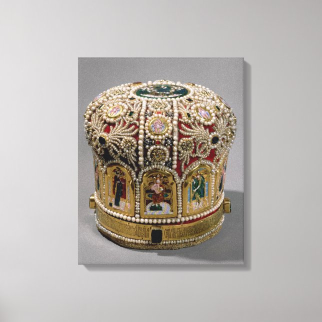 Mitre crown set with pearls and precious canvas print (Front)