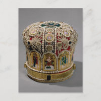 Mitre crown set with pearls and precious