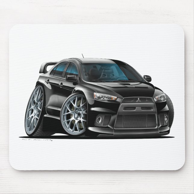 Mitsubishi Evo Black Car Mouse Pad (Front)