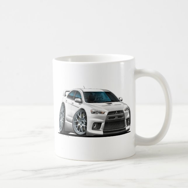 Mitsubishi Evo White Car Coffee Mug (Right)