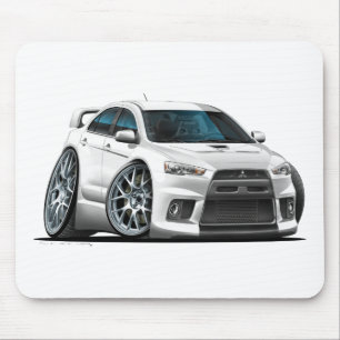 Mitsubishi Evo White Car Mouse Pad