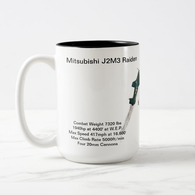 Mitsubishi J2M3 Raiden airplane mug (Left)