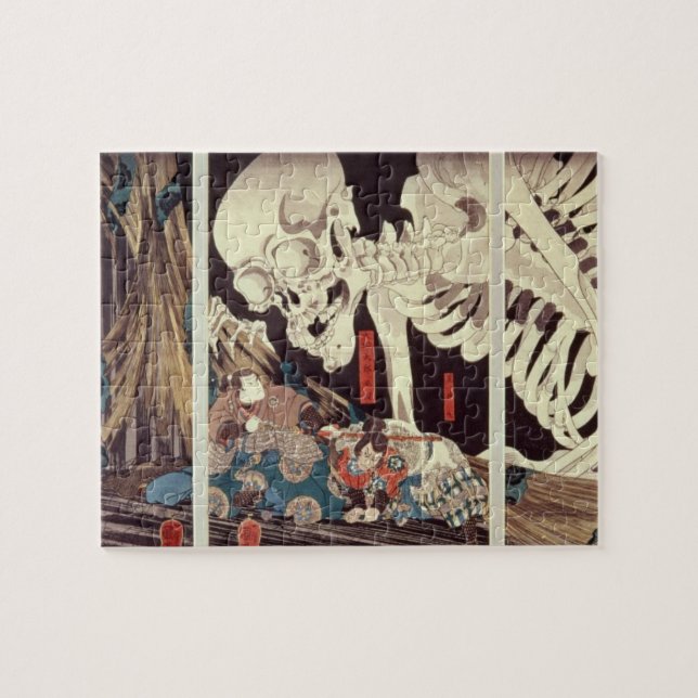 Mitsukini Defying the Skeleton Spectre, c.1845 Jigsaw Puzzle (Horizontal)