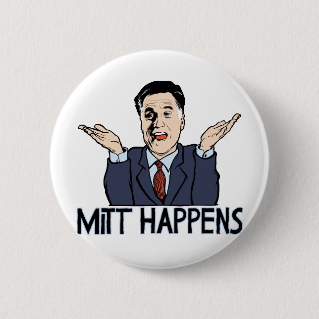 Mitt Happens 2 Inch Round Button (Front)