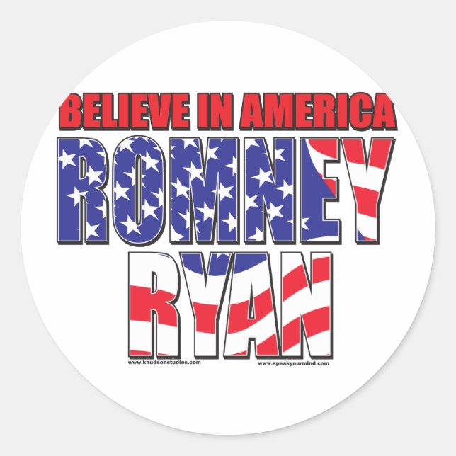 Mitt Romney and Paul Ryan Classic Round Sticker (Front)