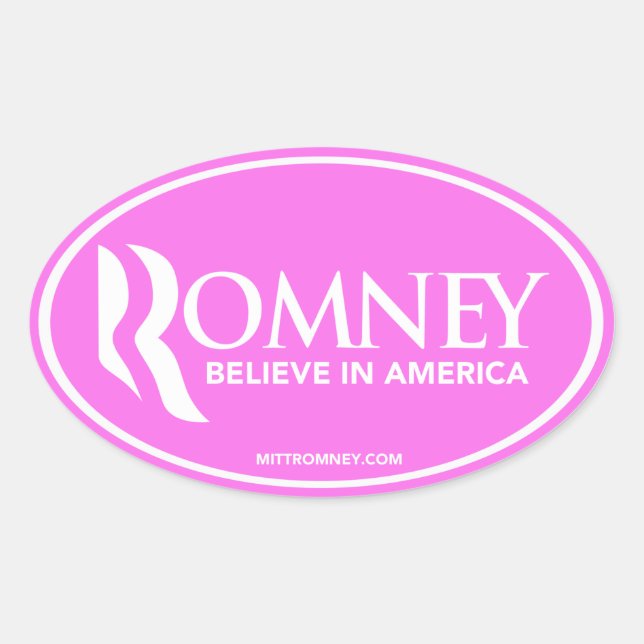 Mitt Romney Believe In America (Pink Oval Sticker) Sticker (Front)