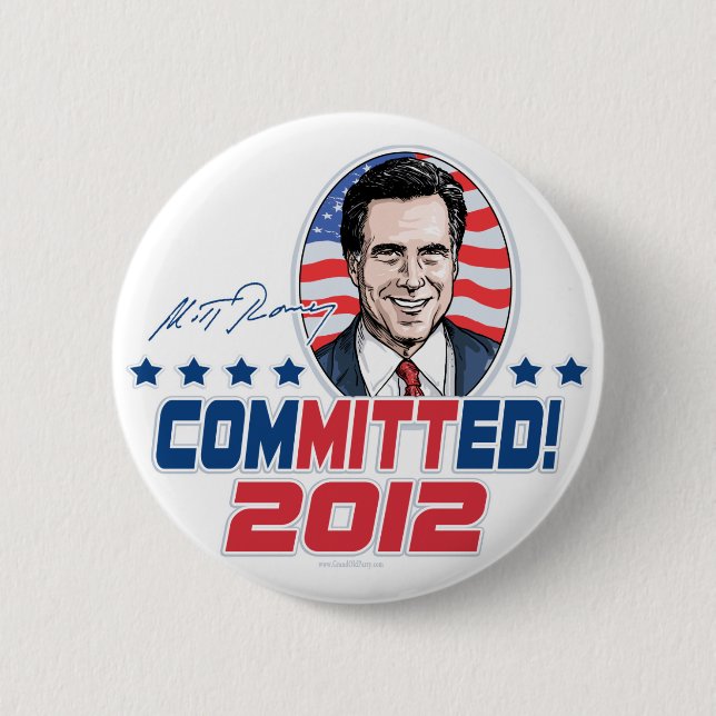 Mitt Romney ComMITTed 2012 Gear 2 Inch Round Button (Front)