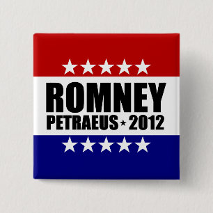 Mitt Romney David Petraeus 2012 2 Inch Square Button