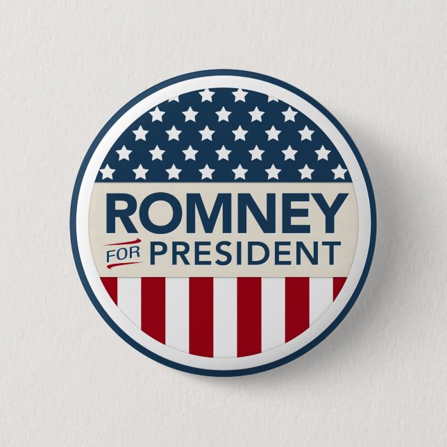 Mitt Romney For President 2012 (Flag Style) 2 Inch Round Button (Front)