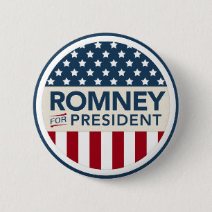 Mitt Romney For President 2012 (Flag Style) 2 Inch Round Button
