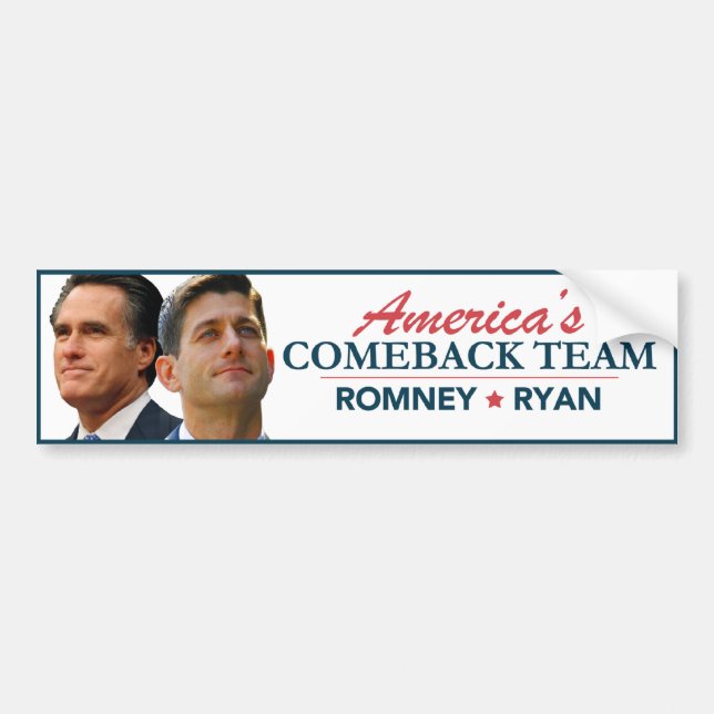 Mitt Romney Paul Ryan America's Comeback Team Bumper Sticker (Front)