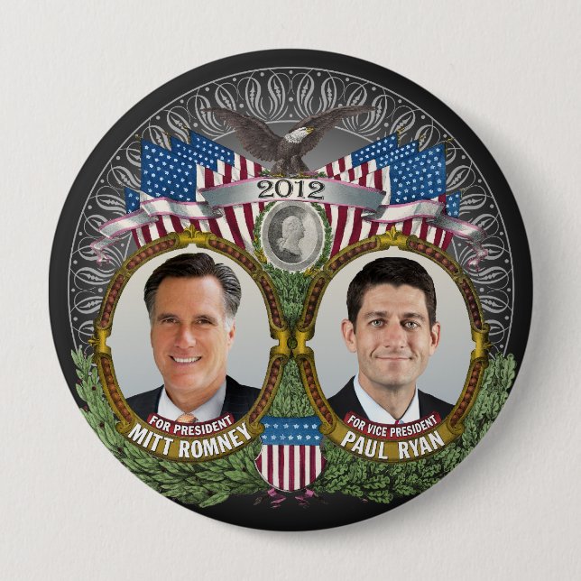 Mitt Romney Paul Ryan Photo 4 Inch Round Button (Front)