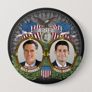 Mitt Romney Paul Ryan Photo 4 Inch Round Button