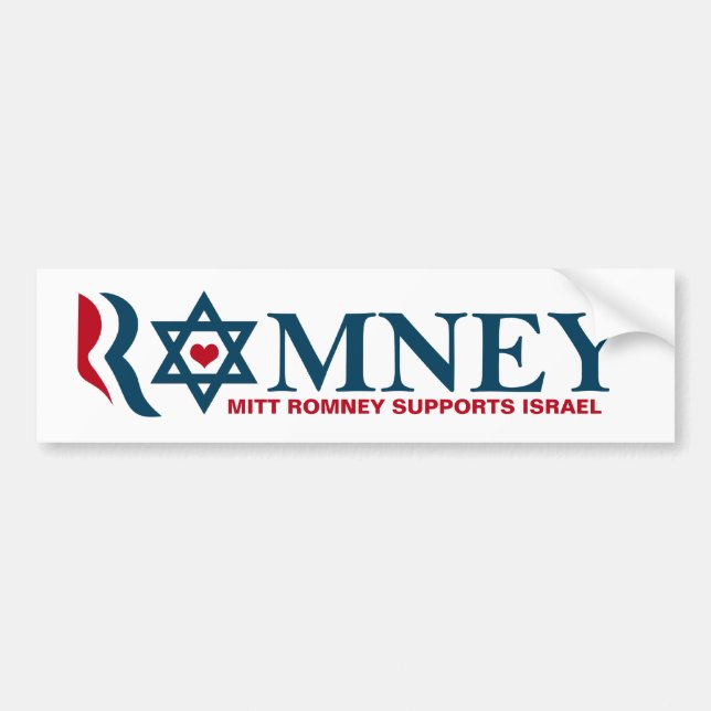 Mitt Romney Supports Israel Bumper Sticker (Front)