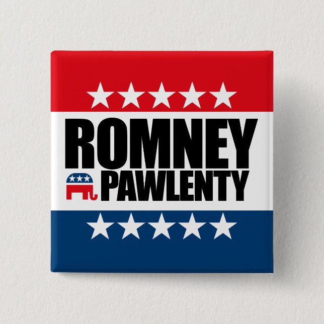 Mitt Romney Tim Pawlenty 2012 2 Inch Square Button (Front)