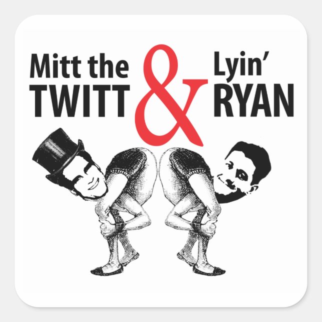 Mitt the Twitt and Lyin’ Ryan Square Sticker (Front)