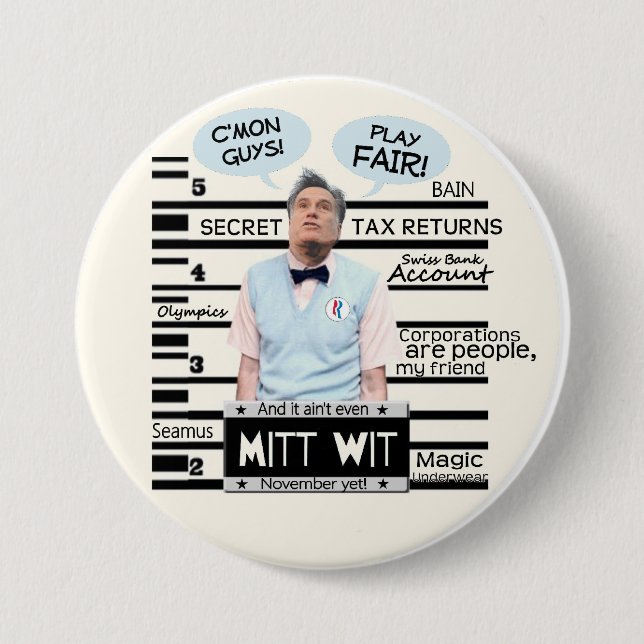 Mitt Wit 3 Inch Round Button (Front)