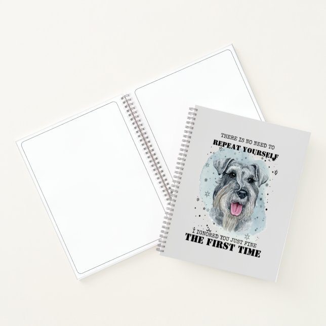 Mittelschnauzer Watercolor Portrait Funny Quote Notebook (Inside)