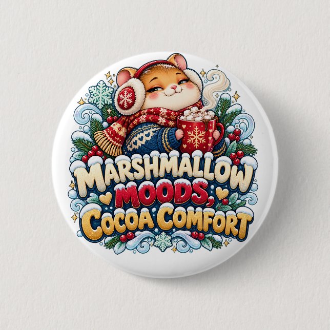 Mitten Magic Cocoa Classic Cute Winter Fox 2 Inch Round Button (Front)