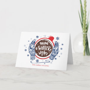 Mittens And Cocoa Warm Winter Wishes Holiday Card