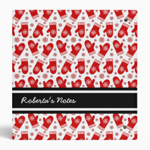 Mittens and Snowflakes Retro Christmas Ski Holiday Binder
