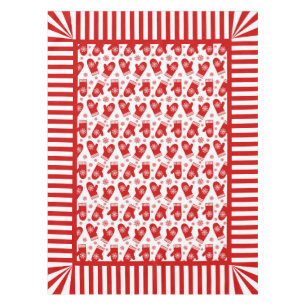 Mittens and Snowflakes Retro Christmas Ski Holiday Tablecloth