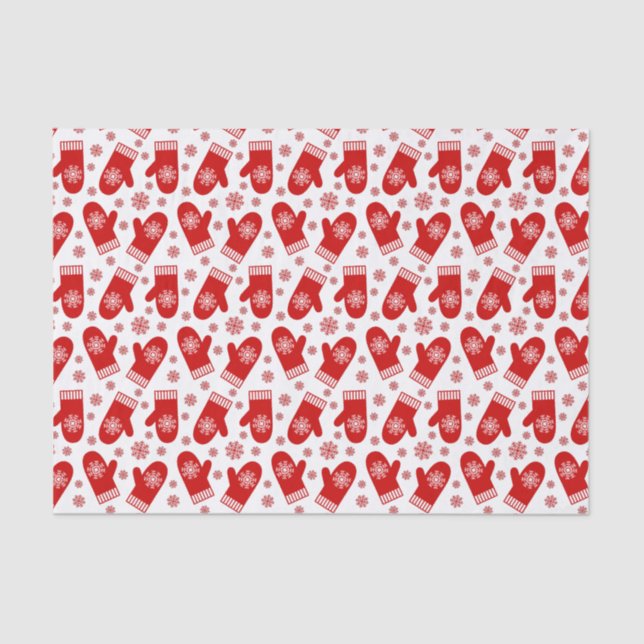 Mittens and Snowflakes Retro Christmas Ski Holiday Tissue Paper (Front)