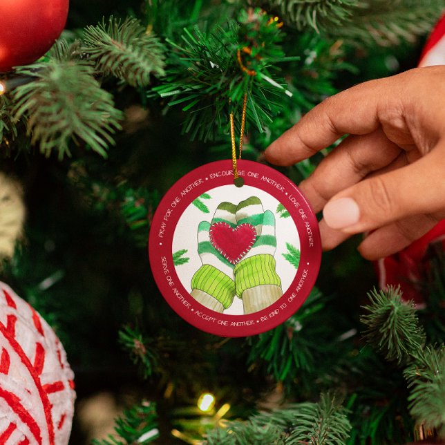 Mittens Holding Heart One Another Volunteer Metal Ornament (Creator Uploaded)
