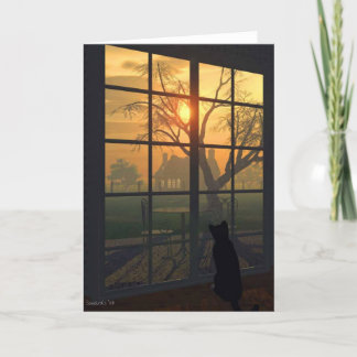 Mittens Wills the Sun to Set Card