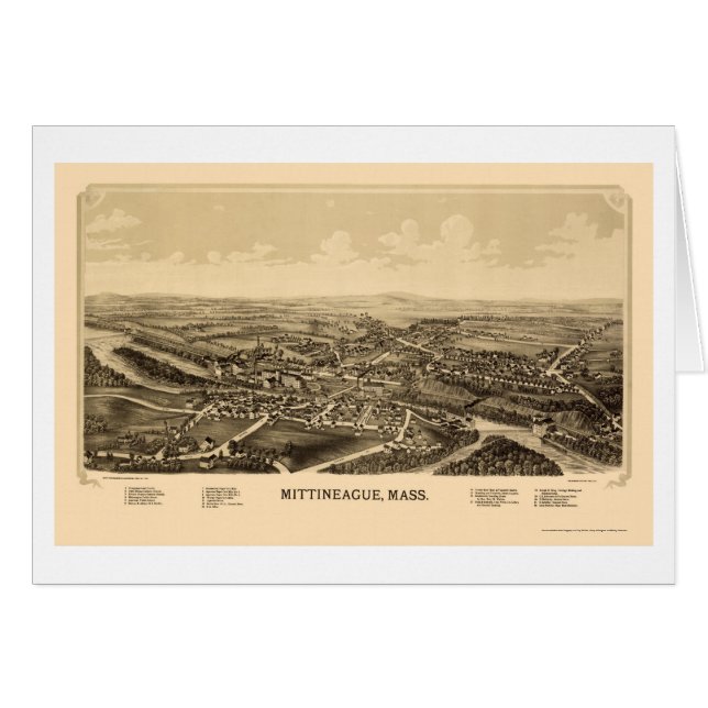 Mittineague, carte panoramique de mA - 1889 (Devant horizontal)