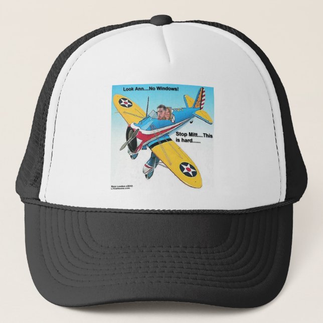 Mitts Windowless Airplane Funny Gifts & Tees Trucker Hat (Front)