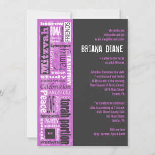 MITZVAH MOTS DIT Bar Bat Invitation Invitation