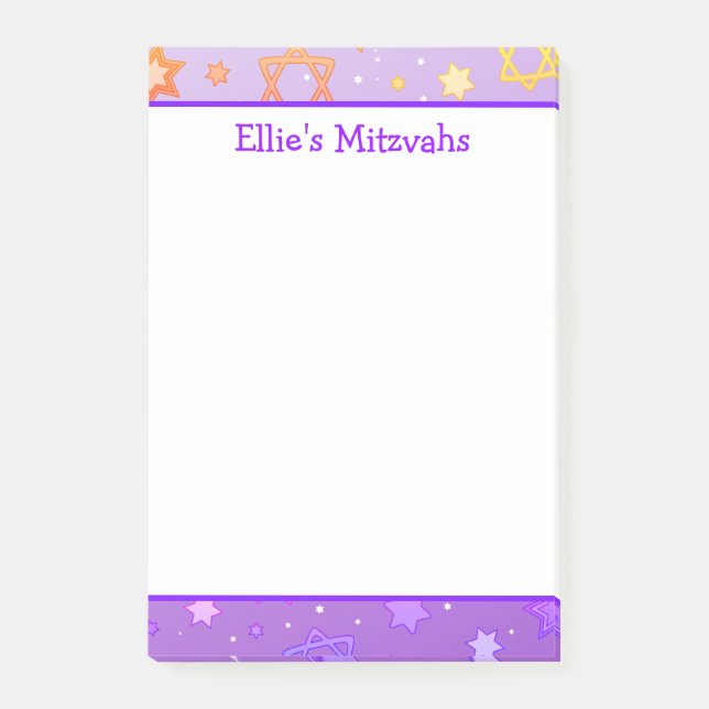 Mitzvah Notes - Purple Star of David  (Front)