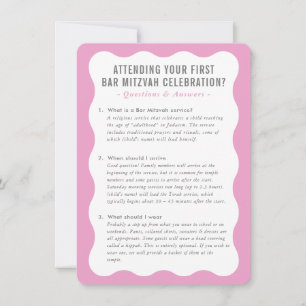 MITZVAH service information questions advice pink Invitation
