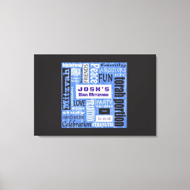 MITZVAH WORDS Bar Bat Mitzvah Sign In Board (Front)