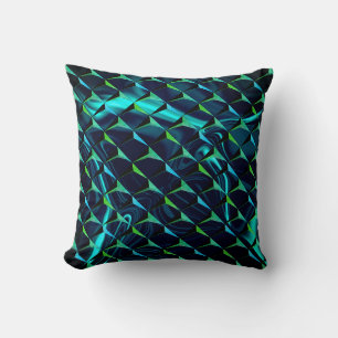Mix 3D and cyan curves or undulations Throw Pillow