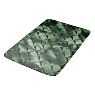 Mix 3D squares with dark green image of background Bath Mat