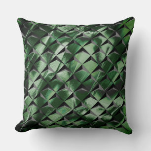Mix 3D squares with dark green image of background Throw Pillow