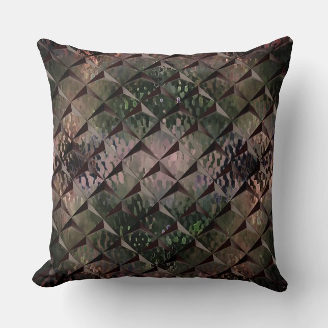 Mix 3D squares with hammered glass of background T Throw Pillow (Front)