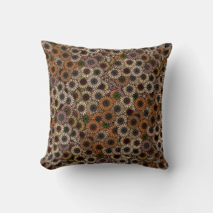 Mix and Match Earth Tone Flowers Throw Pillow