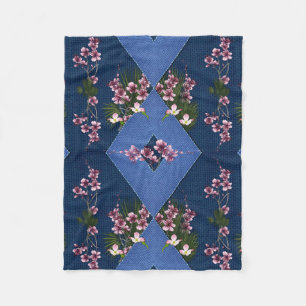 Mix blues & tectured diamond pattern  fleece blank blanket