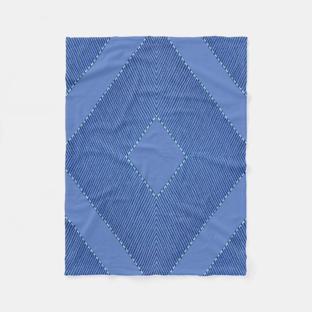 Mix blues & tectured diamond pattern  fleece blanket (Front)