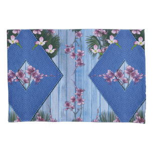 Mix blues & tectured diamond pattern  pillow case
