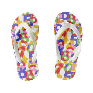 Mix colour numbers kid's flip flops