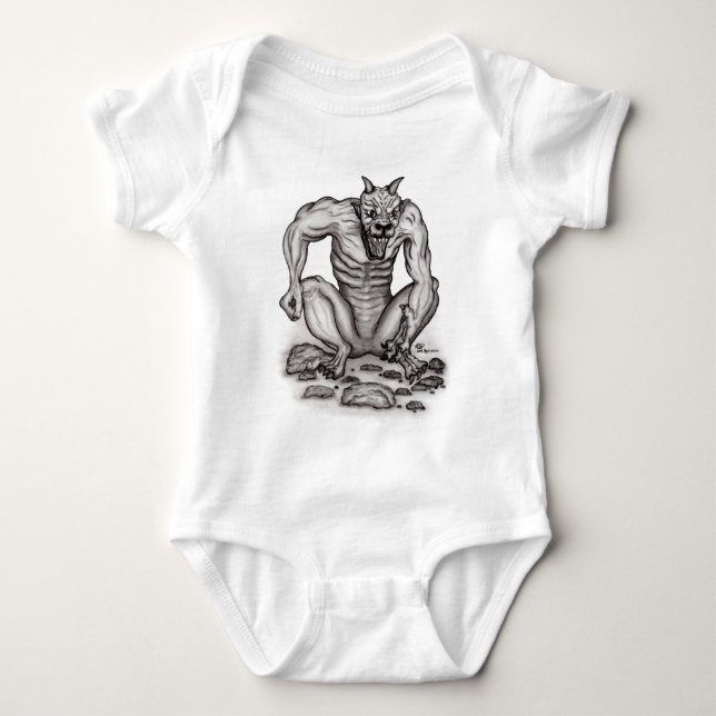 Mix-creature - Troll, Golem and Devil Baby Bodysuit (Front)