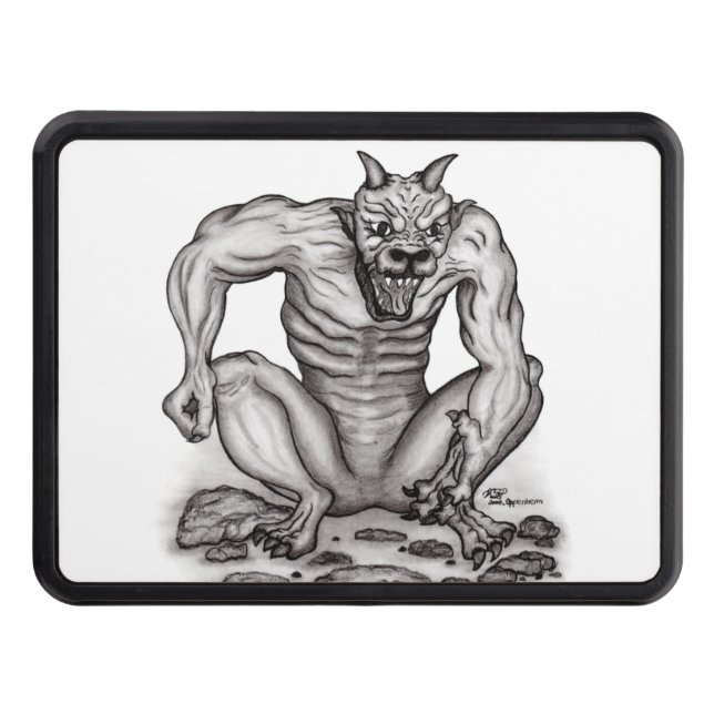Mix-creature - Troll Golem and Devil Trailer Hitch Cover (Front)