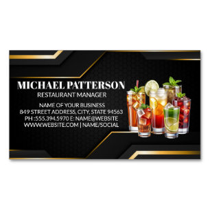 Mix Drinks Bartender Mixology Magnetic Business Card