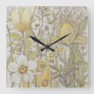 Mix Floral Square Wall Clock