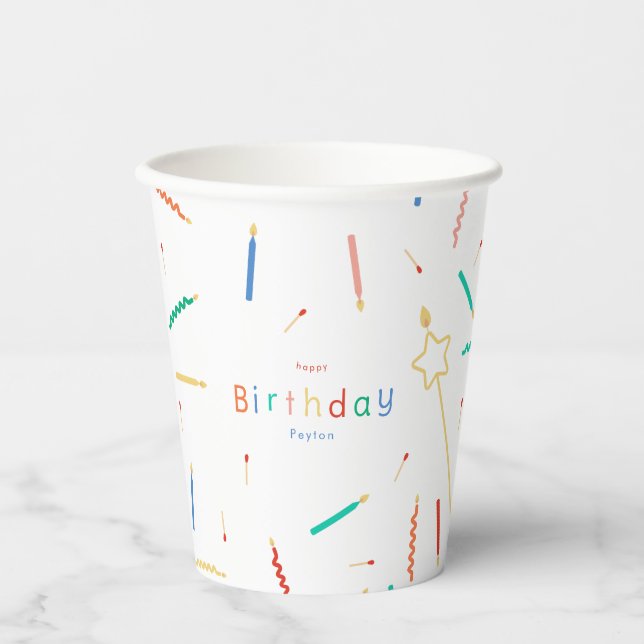 Mix + Match Candles Birthday Party Paper Cups (Front)